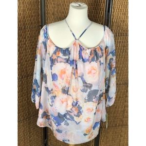 GIANNI BINI Long Sleeve Floral Top Size M NWT $79